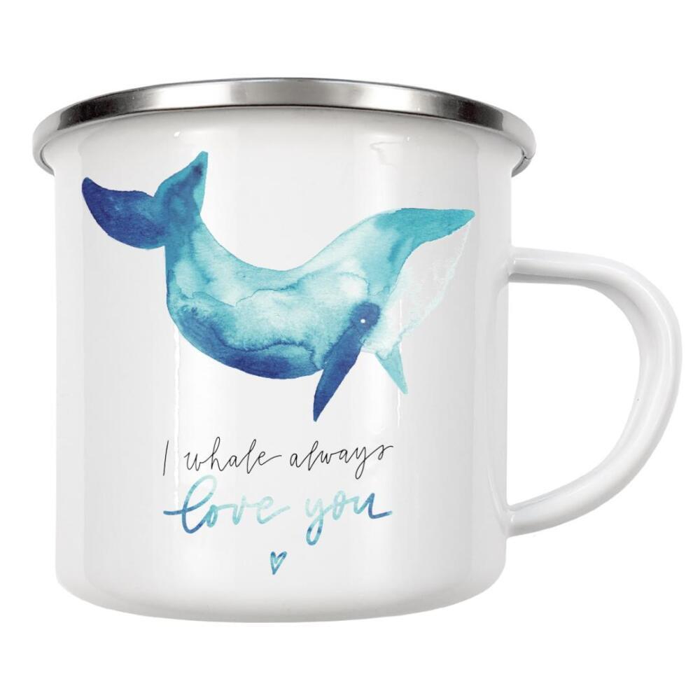 Emaille Tasse "I whale always love you" artboxONE - Natur,Für Kinder,Tiere,Liebe,Unterwasser