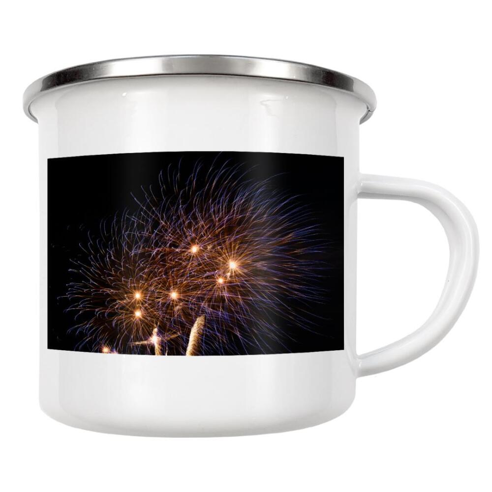 Emaille Tasse "Feuerpalme" artboxONE - Abstrakt - Feuerwerk,Gedanken,Blitz,Flash,Mint,Feuer,Licht,Flashlight,Palme,Palm,Baum