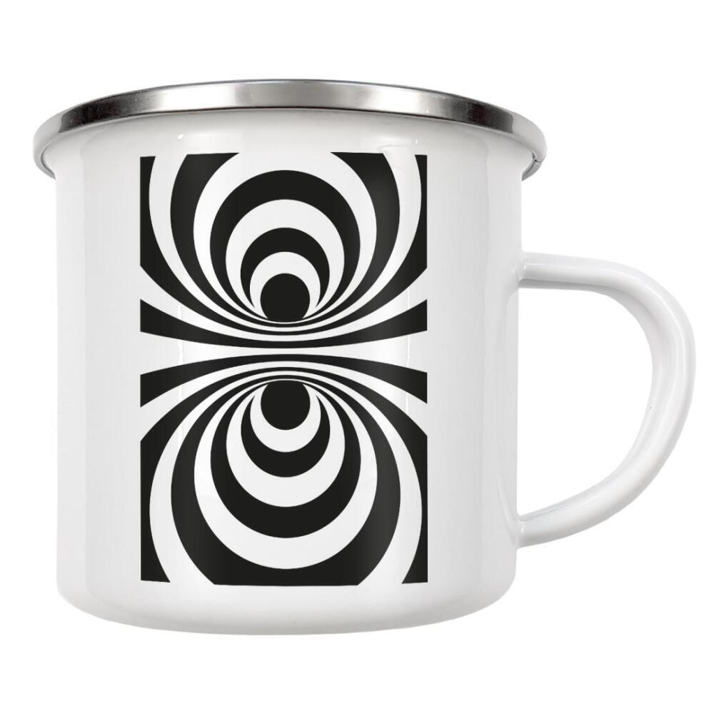 Emaille Tasse "OP ART line art" artboxONE - Abstrakt,Schwarzweiß,Geometrie