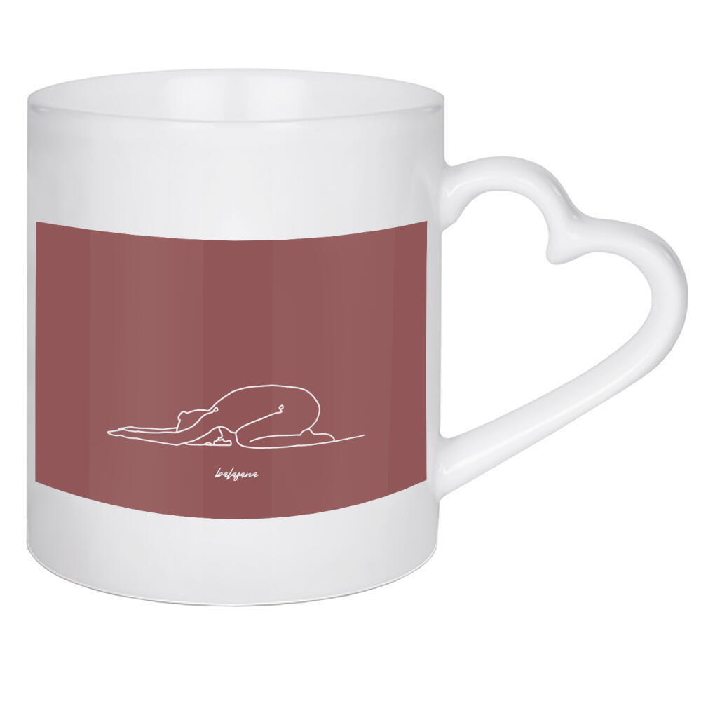 Herztasse "Yoga Balasana rot one line" artboxONE - Sport