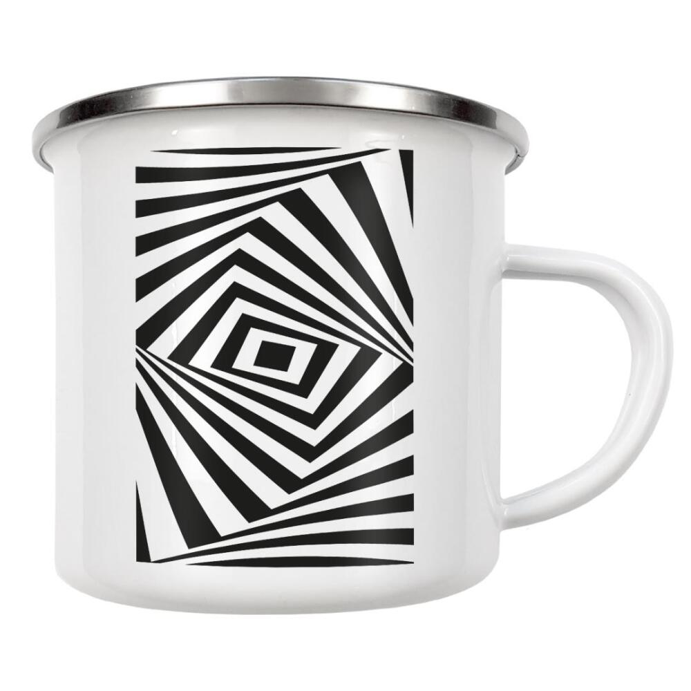 Emaille Tasse "OP ART twisted" artboxONE - Abstrakt,Schwarzweiß,Geometrie