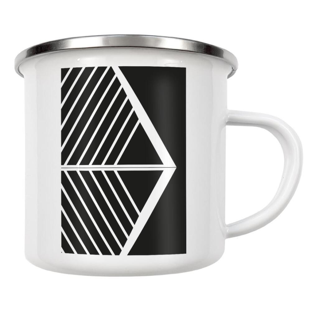 Emaille Tasse "Geomerty Line ART tri black white" artboxONE - Abstrakt,Schwarzweiß,Geometrie