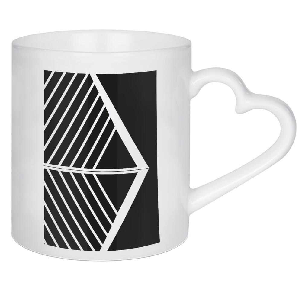Herztasse "Geomerty Line ART tri black white" artboxONE - Abstrakt,Schwarzweiß,Geometrie