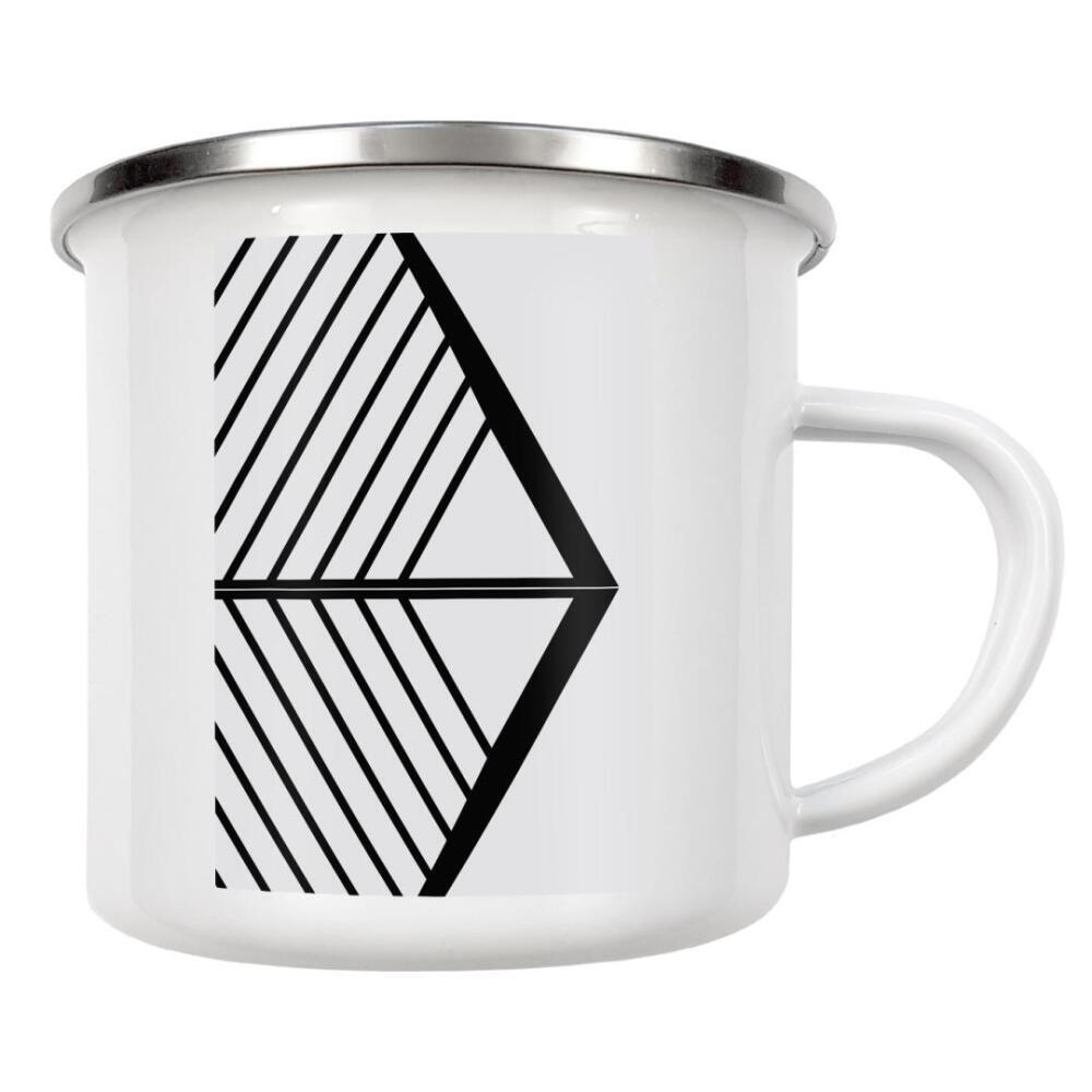 Emaille Tasse "Geomerty Line ART tri white black" artboxONE - Abstrakt,Schwarzweiß,Geometrie