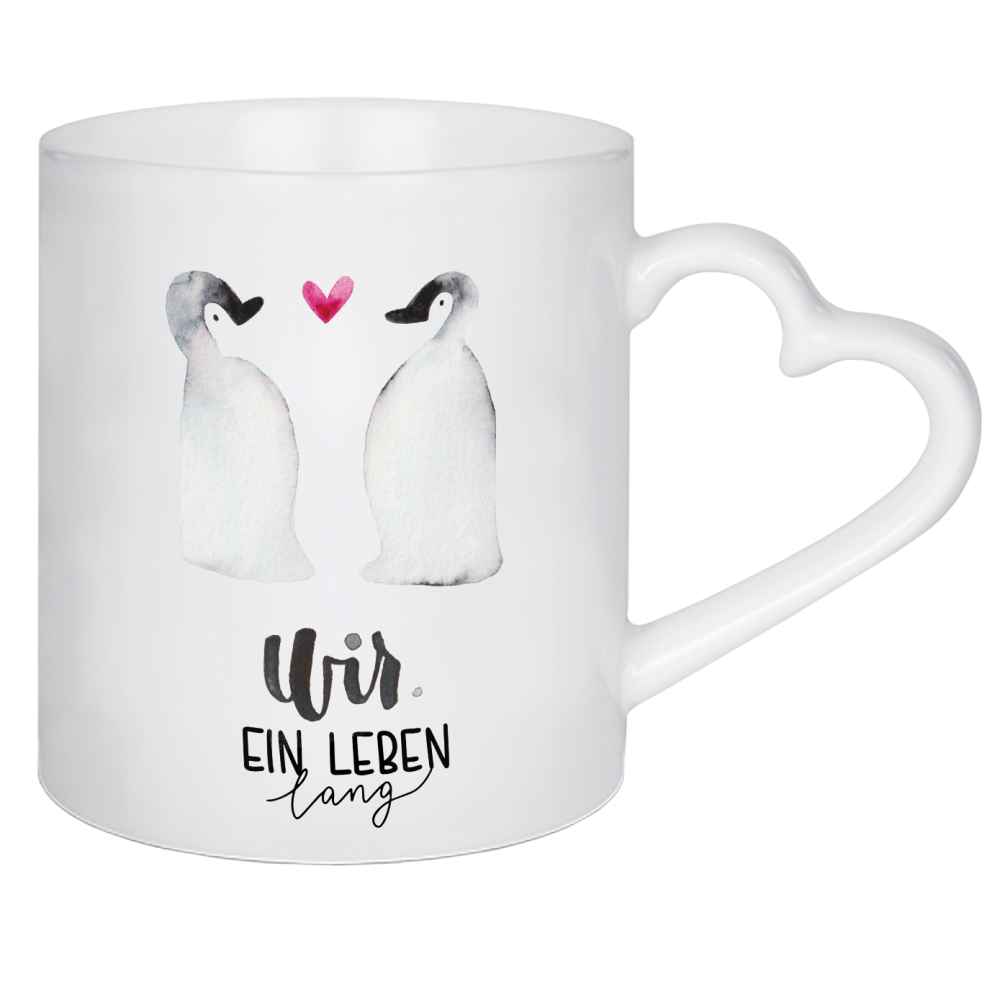 Herztasse "Wir, ein Leben lang" artboxONE - Typografie,Tiere,Liebe