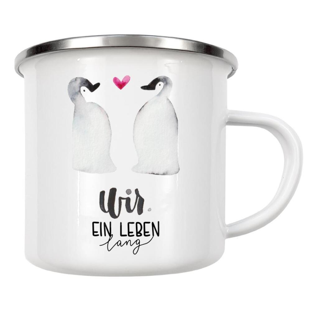 Emaille Tasse "Wir, ein Leben lang" artboxONE - Typografie,Tiere,Liebe