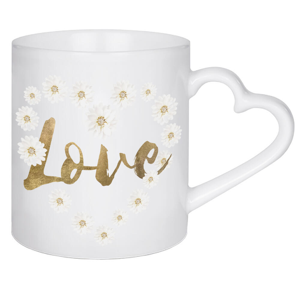 Herztasse "Flower in Love Gold" artboxONE - Natur,Floral,Liebe