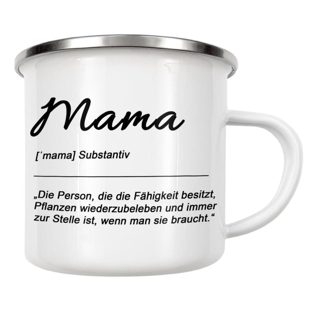 Emaille Tasse "Mama - Immer zur Stelle" artboxONE - Typografie,Für Mama