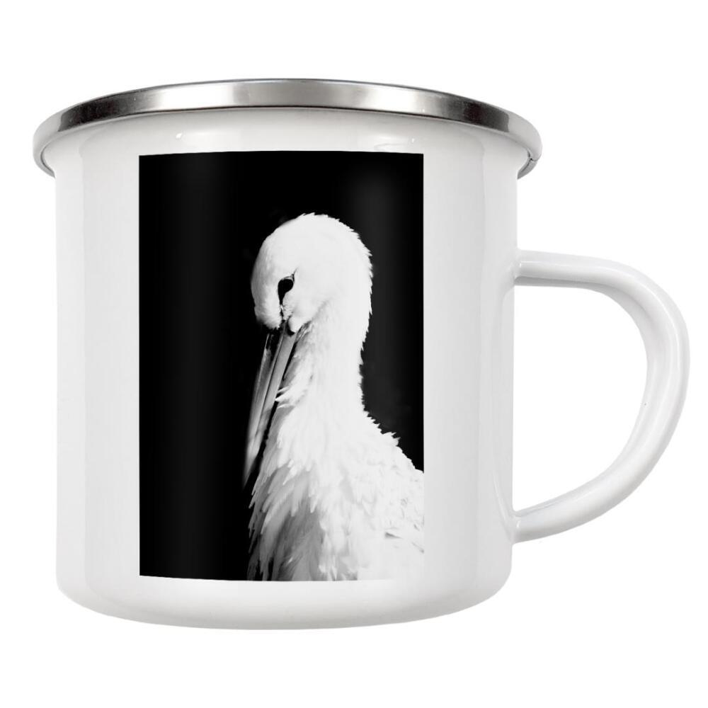 Emaille Tasse "Storch" artboxONE - Natur,Reise,Schwarzweiß