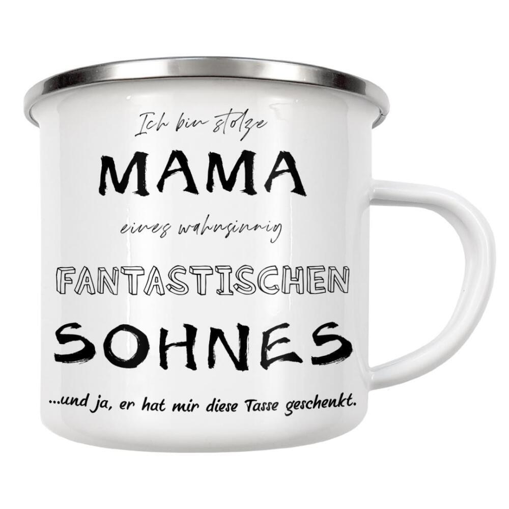 Emaille Tasse "Mama - fantastischer Sohn" artboxONE - Menschen,Liebe,Für Mama,Lustig