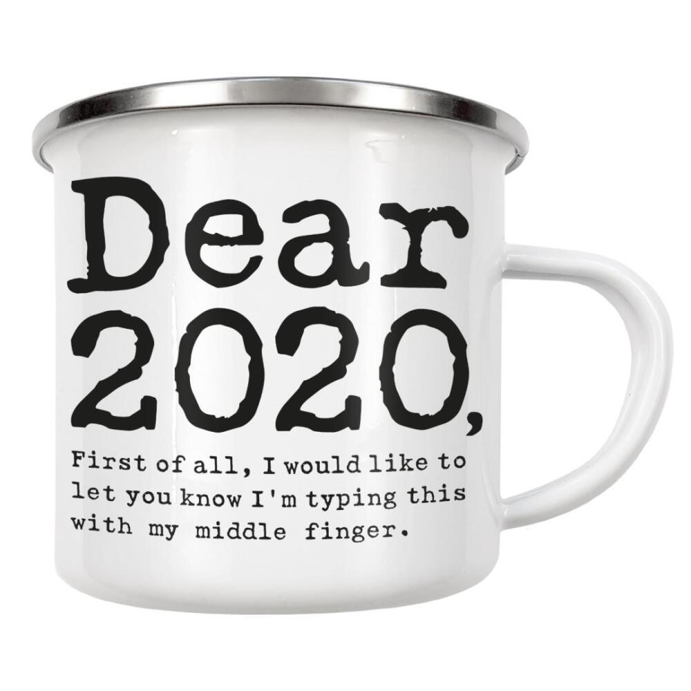 Emaille Tasse "Getippt mit Mittelfinger" artboxONE - Typografie,Schwarzweiß,Lehrersprüche,Für Papa,Lustig