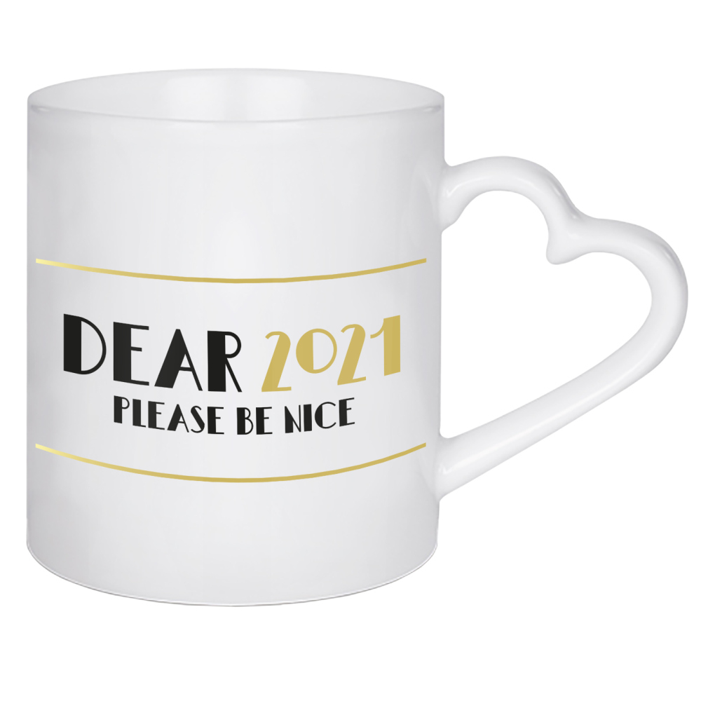 Herztasse "Please be nice" artboxONE - Typografie,Für Kinder,Lehrersprüche,Für Mama,Lustig