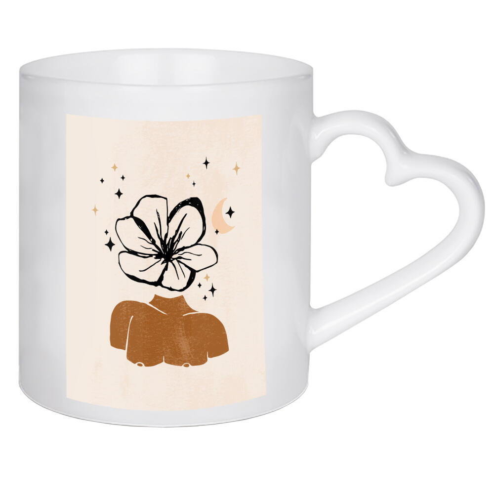 Herztasse "Blooming Flower Head Bust Woman" artboxONE - Floral,Abstrakt,Menschen
