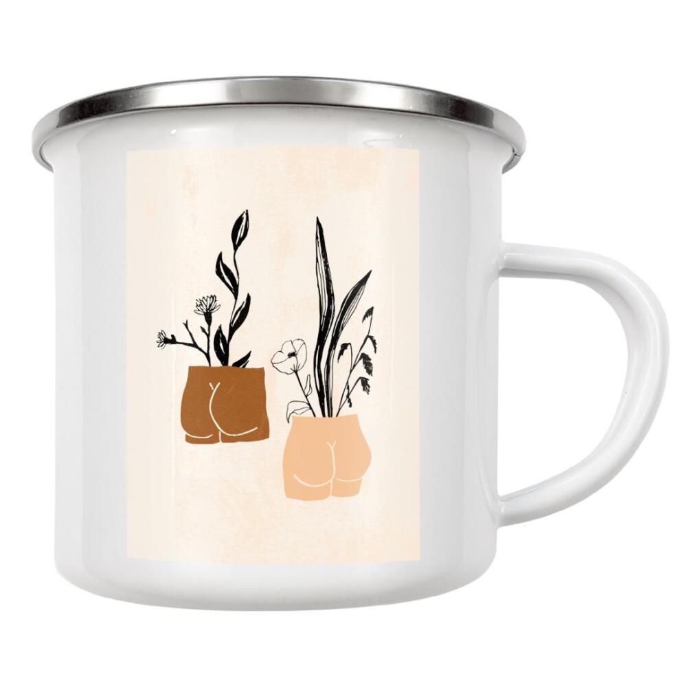 Emaille Tasse "Couple Bottoms Flower Sculptures" artboxONE - Floral,Abstrakt,Menschen