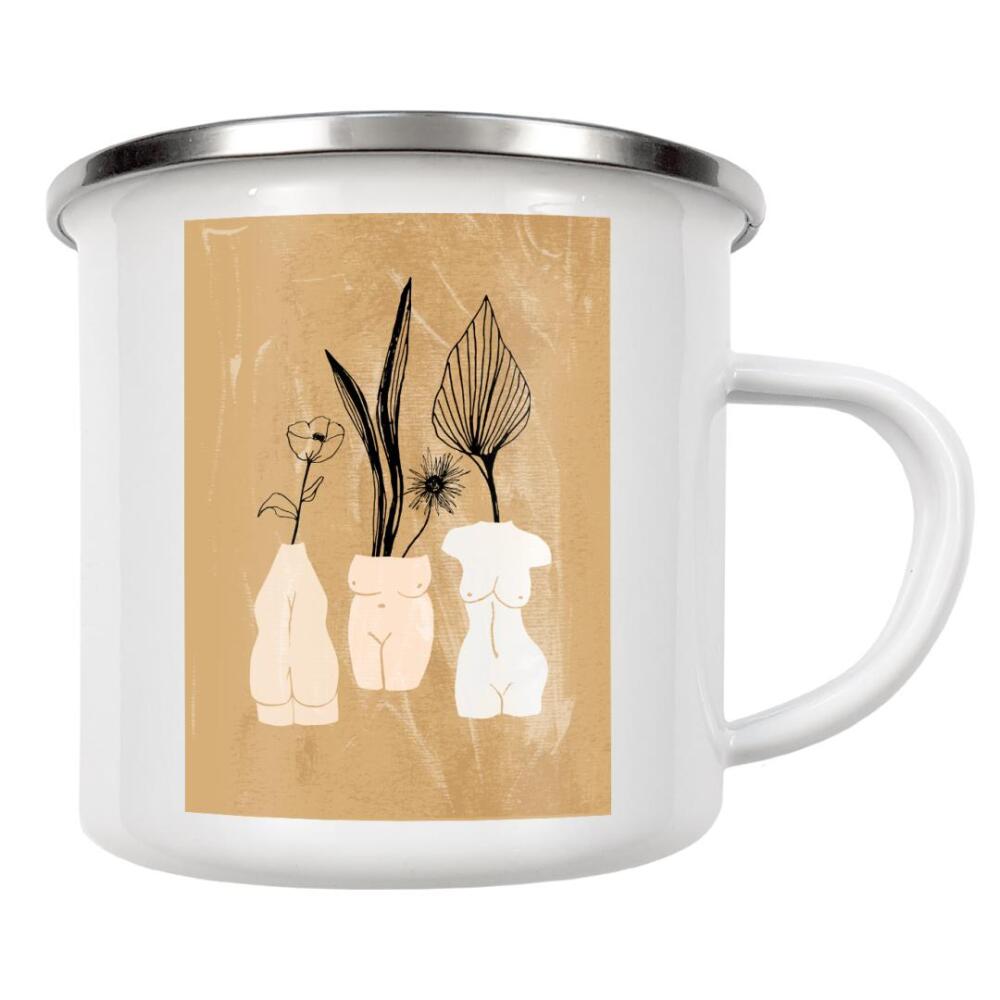 Emaille Tasse "3 Woman 2 Flower Vases Bodies" artboxONE - Floral,Abstrakt,Menschen