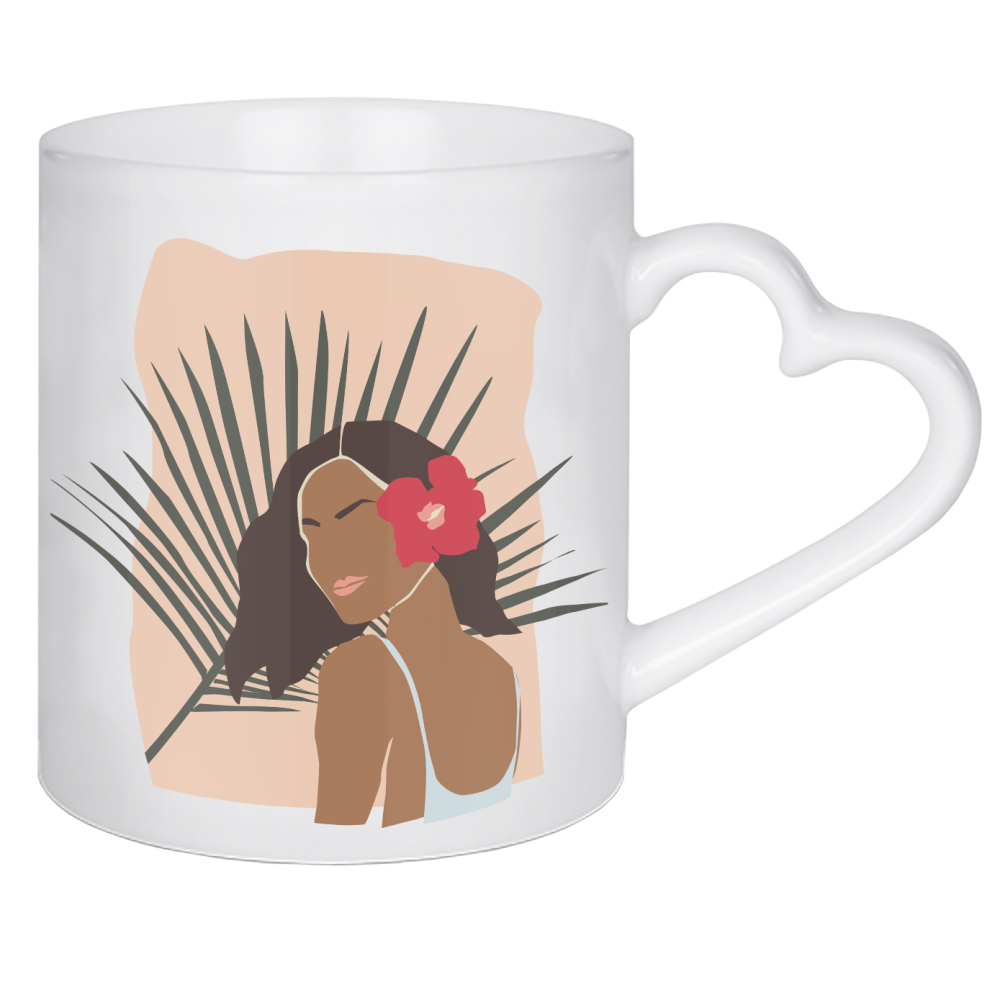 Herztasse "Tanned girl with hibiscus" artboxONE - Floral,Menschen,Reise / Strand und Meer