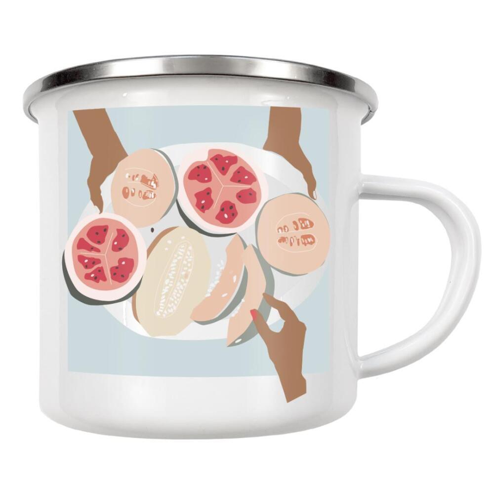 Emaille Tasse "Summer Tropical Fruit Melons" artboxONE - Abstrakt,Reise / Strand und Meer,Essen & Trinken / Obst & Gemüse