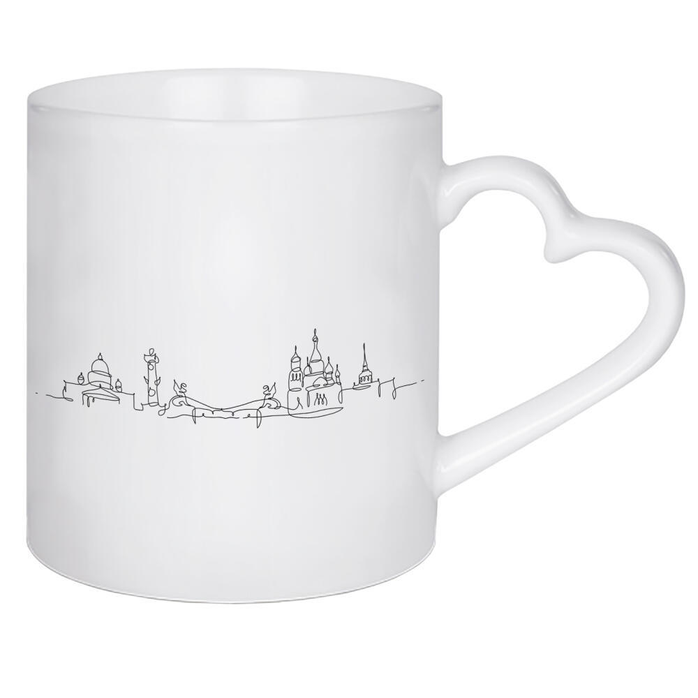Herztasse "Pen line silhouette st petersburg" artboxONE - Städte,Reise,Städte / Sankt Petersburg