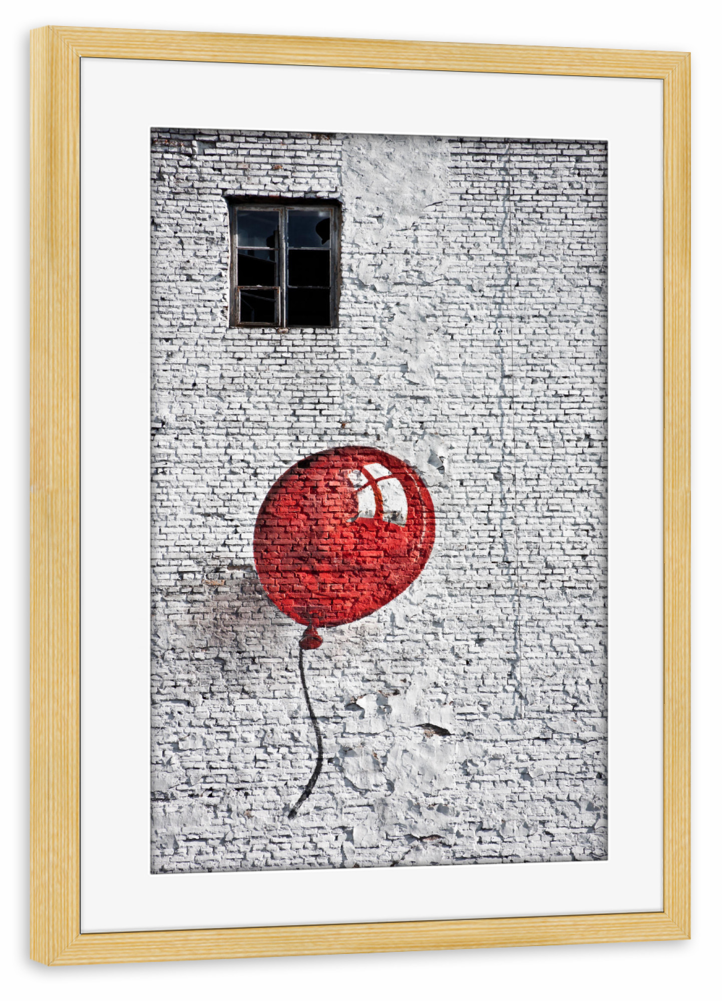 Poster mit Rahmen kiefer "Ballon Liebe" artboxONE - Streetart - Luftballon,Liebe,Romantik,Banksy