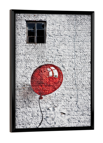 Poster mit schwarzem Rahmen "Ballon Liebe" artboxONE - Streetart - Luftballon,Liebe,Romantik,Banksy