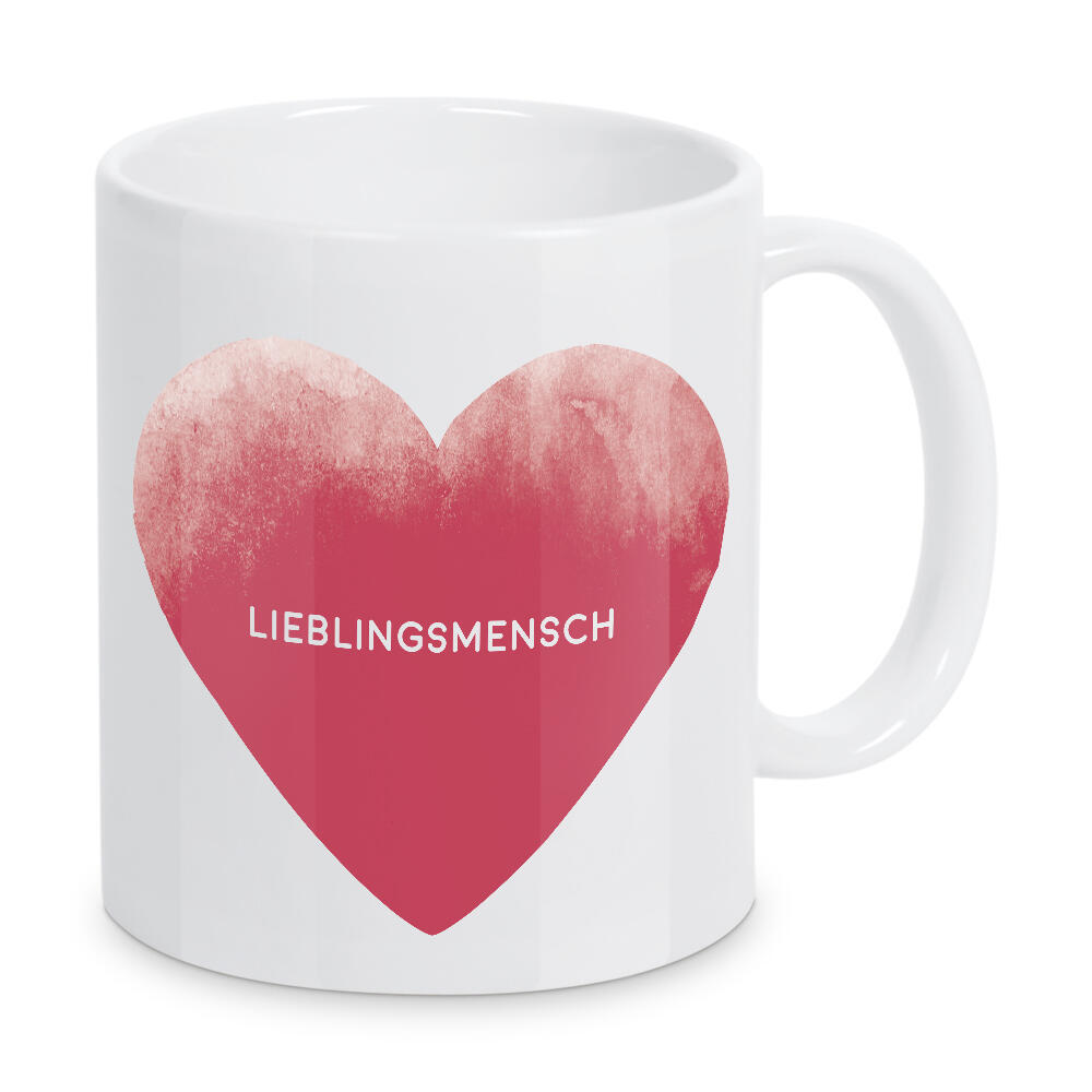 Tasse "Lieblingsmensch mit Herz I Rot" artboxONE - Typografie,Für Kinder,Abstrakt,Liebe,Lustig
