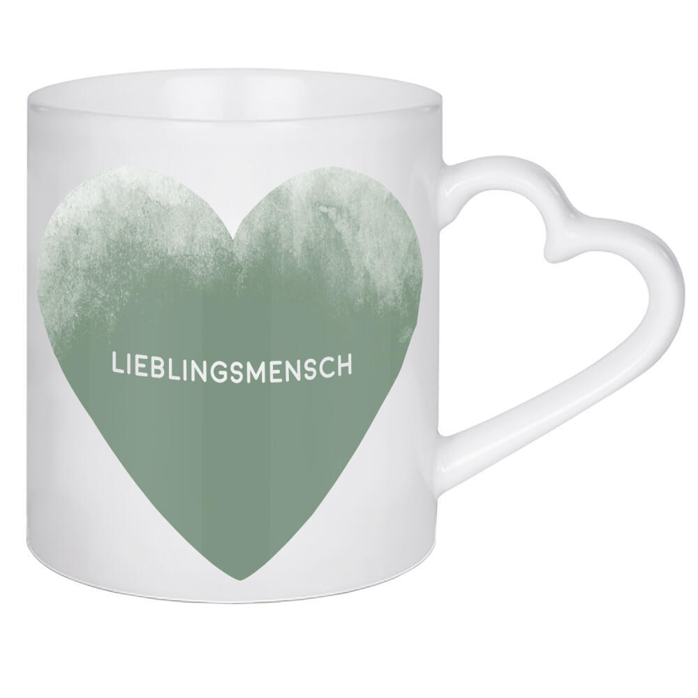 Herztasse "Lieblingsmensch mit Herz I Grün" artboxONE - Typografie,Abstrakt,Liebe,Für Papa,Lustig