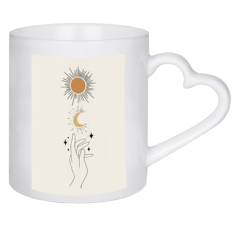 Herztasse "Hand Pointing Up Sun Moon" artboxONE - Natur,Abstrakt,Galaxy