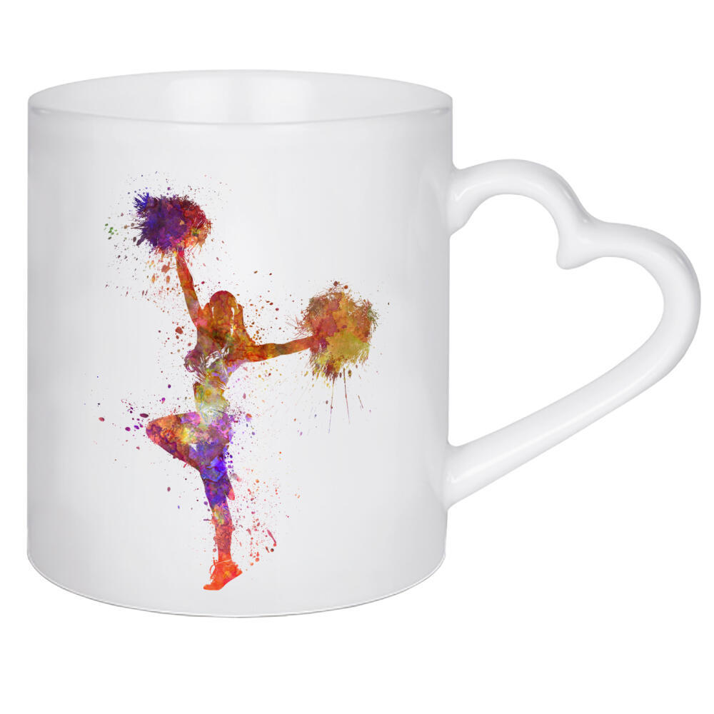 Herztasse "Young cheerleader in watercolor-j" artboxONE - Sport - Cheerleader,Sport,Sports,Watercolor,Illustration,Competition,Young,Woman,Sporty