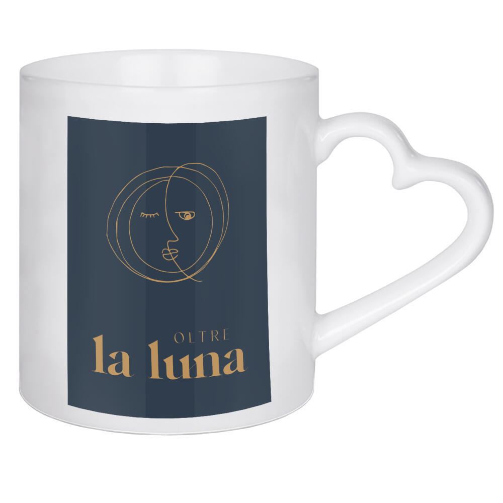 Herztasse "Oltre la luna italian moon art" artboxONE - Typografie,Natur,Für Kinder