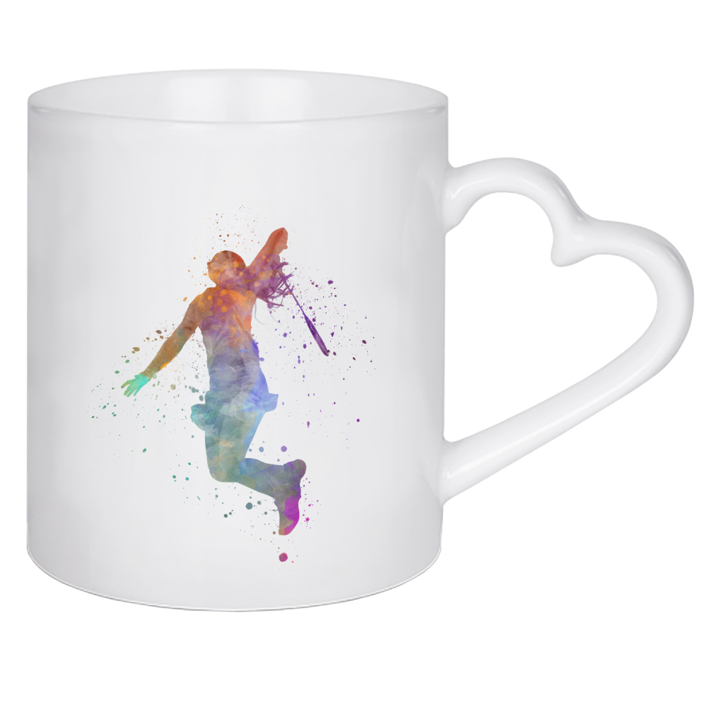 Herztasse "Badminton in watercolor woman" artboxONE - Sport - Sport,Sports,Color,Illustration,Requeta,Badminton,Woman,Ball
