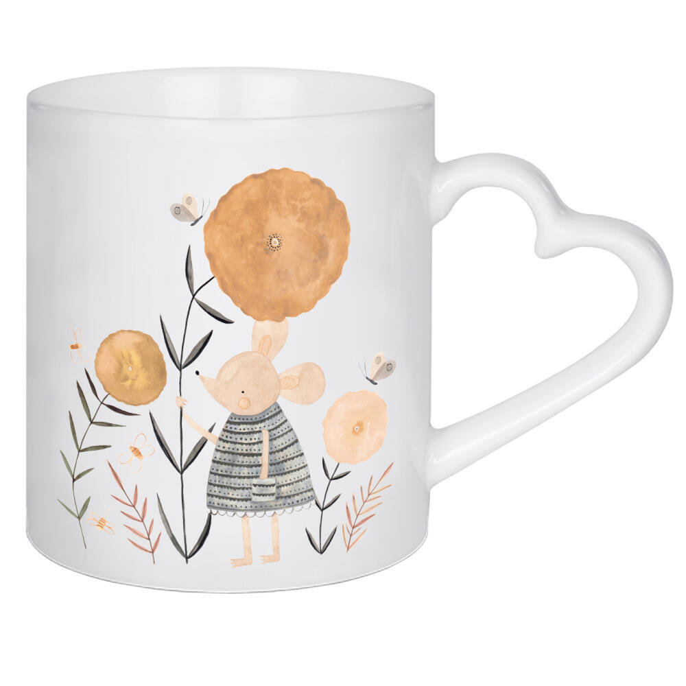 Herztasse "Voglhuber - Blumenmaus" artboxONE - Natur,Floral,Tiere,Comic
