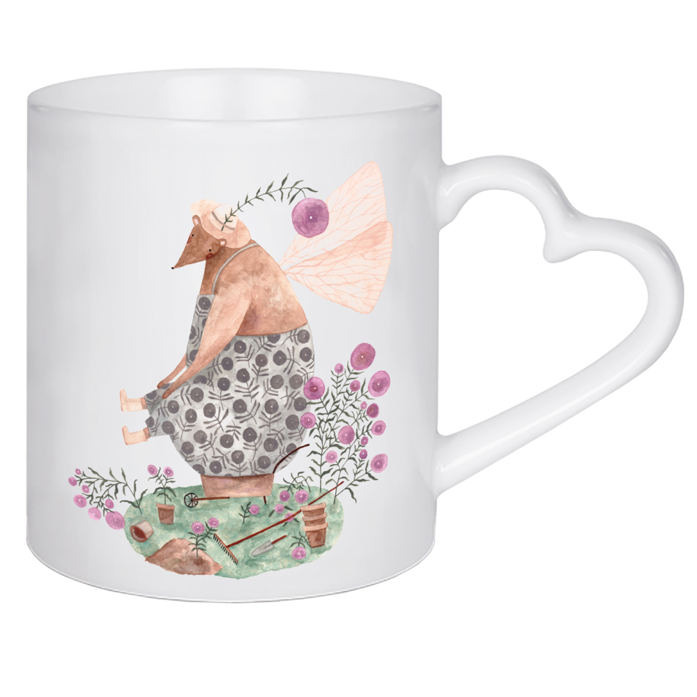 Herztasse "Voglhuber - Feenbär im Garten" artboxONE - Natur,Floral,Tiere
