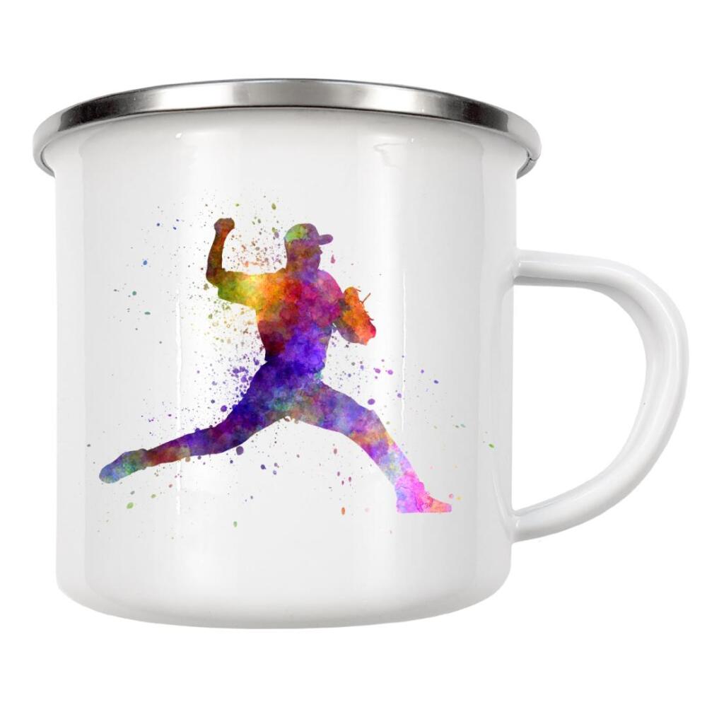Emaille Tasse "Baseball player throwing a ball" artboxONE - Sport