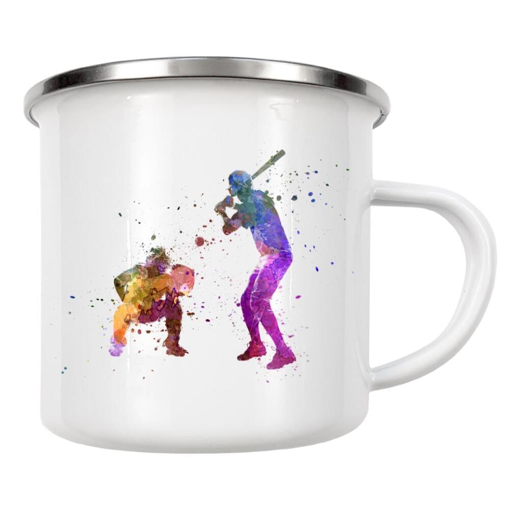 Emaille Tasse "Baseball players" artboxONE - Sport - America,Sport,Sports,Colorful baseball,Bat,Stadium,Player,Pitcher,Watercolor,Players