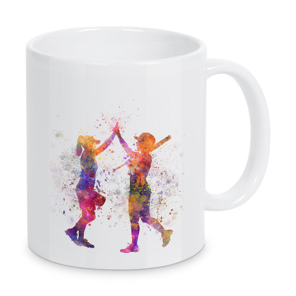 Tasse "Women playing softball" artboxONE - Sport - Softball,Sport,Sports,Bat,Ball,Baseball,Woman,Stadium,Colorful,Splash,Competition,Watercolor