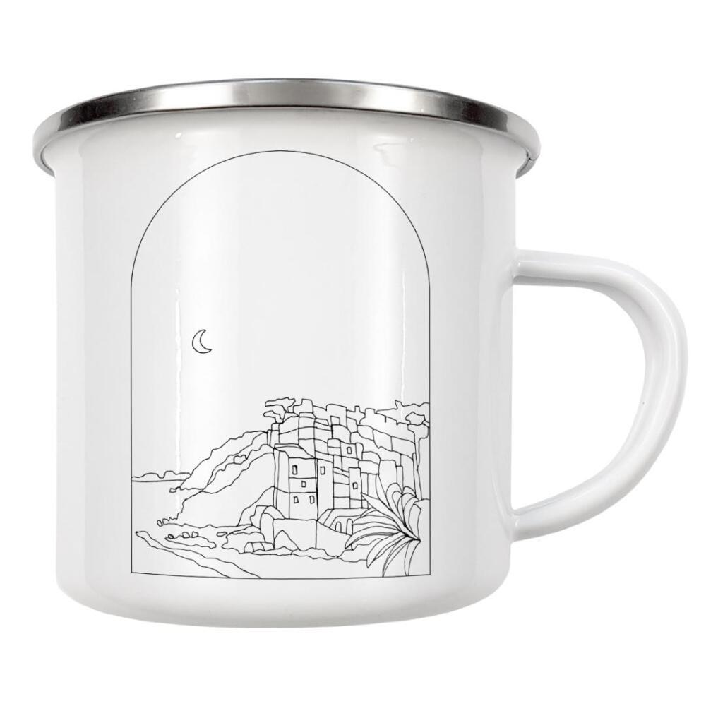 Emaille Tasse "Cinque Terre Line Drawing" artboxONE - Städte,Reise,Reise / Länder