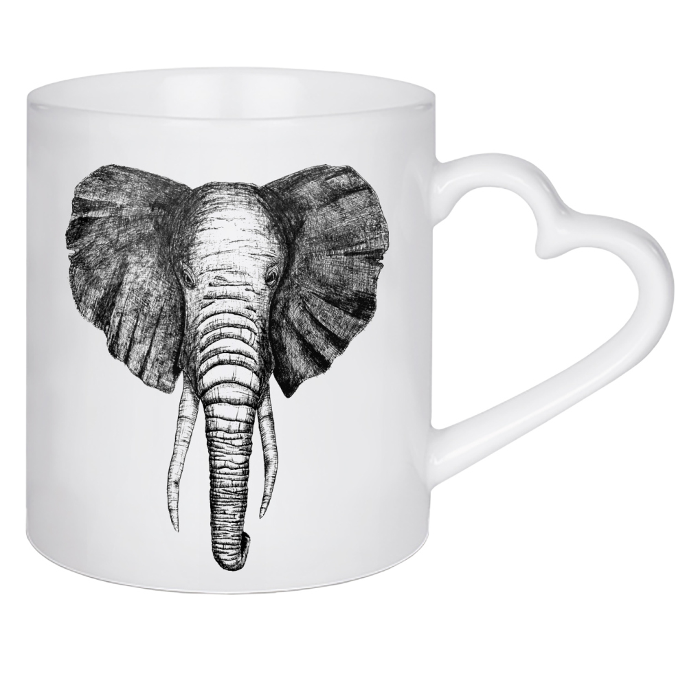 Herztasse "Zeichnung Elefant" artboxONE - Natur,Tiere,Schwarzweiß