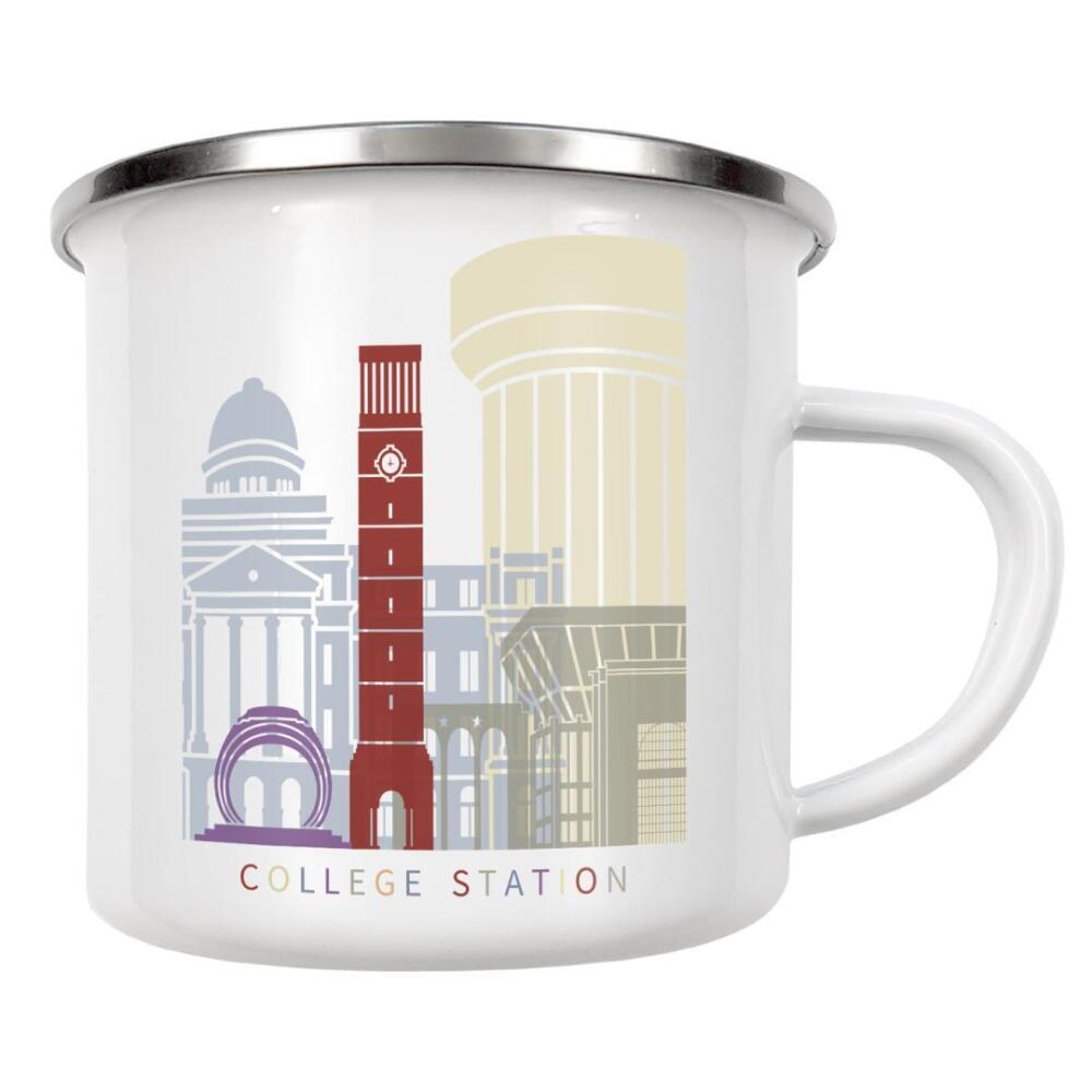 Emaille Tasse "COLLEGE STATION SKYLINE" artboxONE - Städte,Architektur