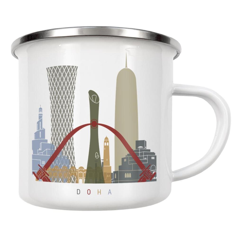 Emaille Tasse "Doha skyline" artboxONE - Städte,Architektur