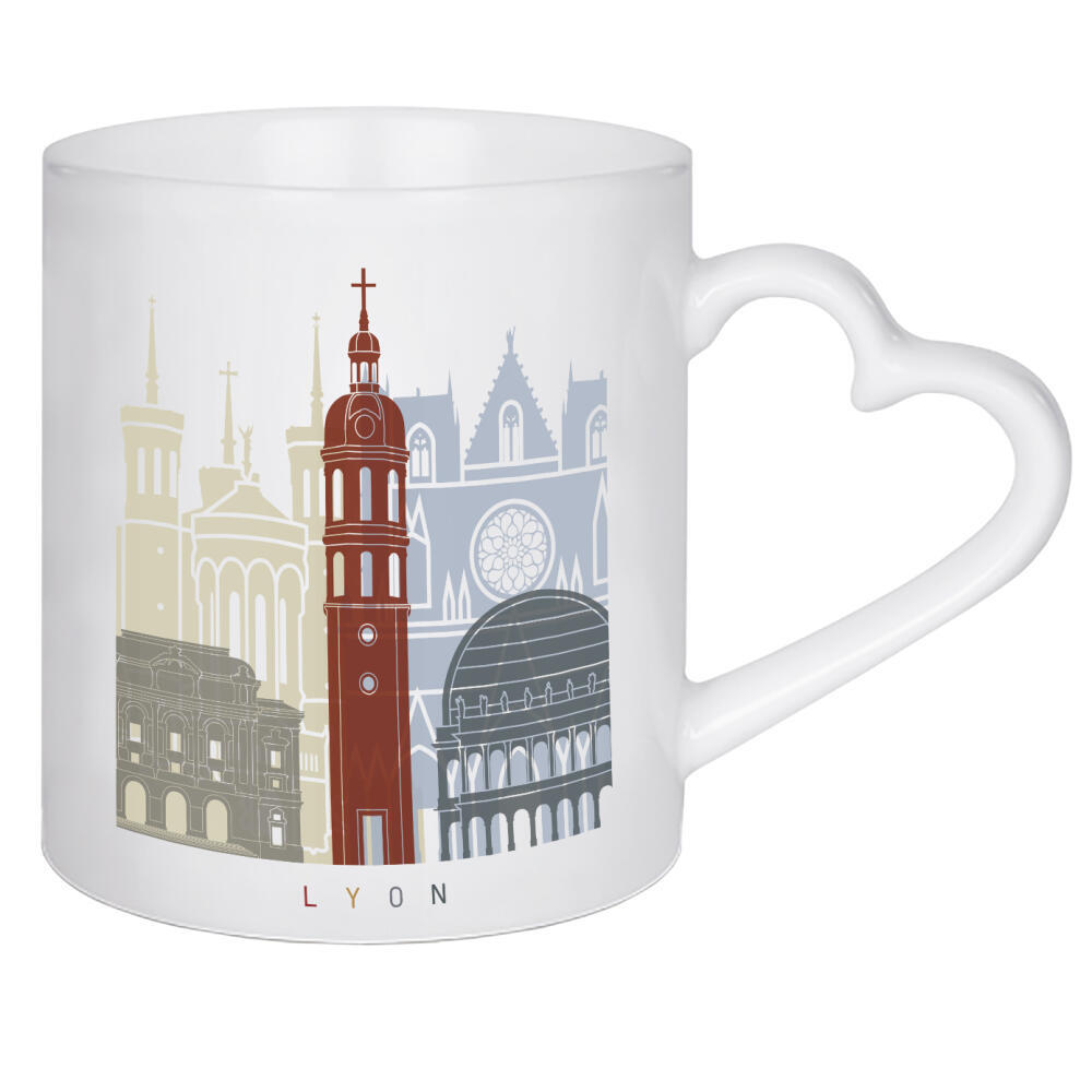 Herztasse "Lyon skyline" artboxONE - Städte,Architektur