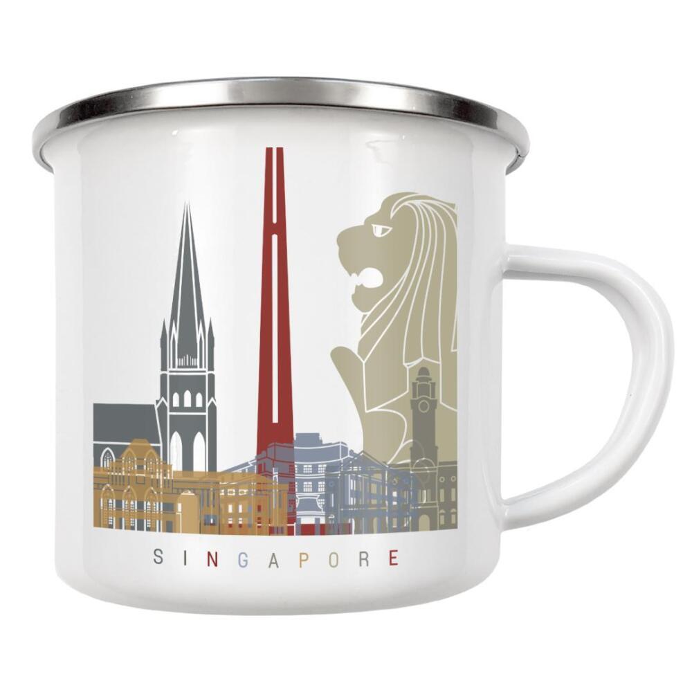 Emaille Tasse "Singapore skyline-a" artboxONE - Städte,Architektur