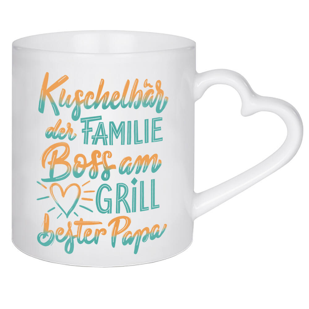 Herztasse "Kuschelbär. Bester Papa" artboxONE - Typografie,Liebe,Für Papa,Lustig