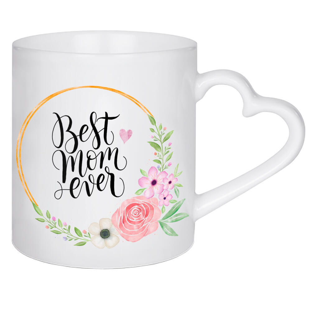 Herztasse "Mama, was ich dir sagen will" artboxONE - Typografie,Floral,Liebe,Für Mama