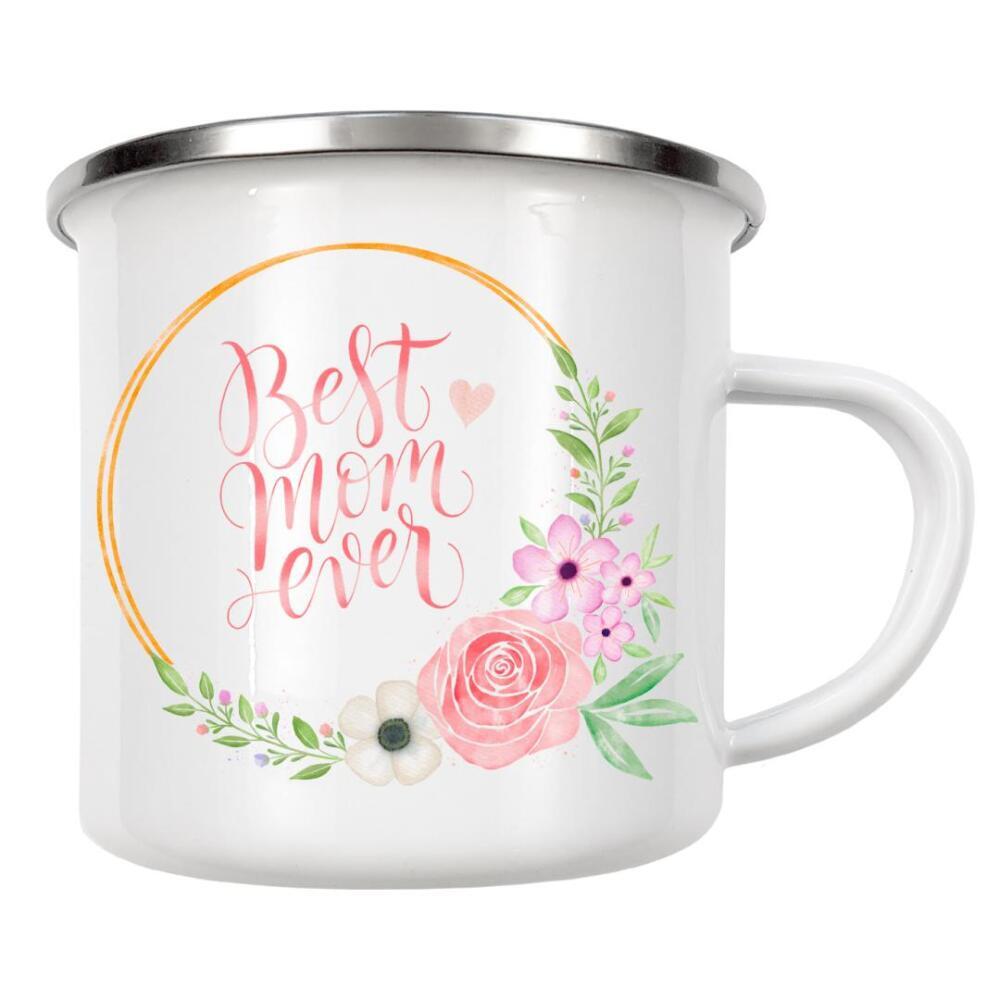 Emaille Tasse "Mama. Für dich" artboxONE - Typografie,Floral,Liebe,Für Mama