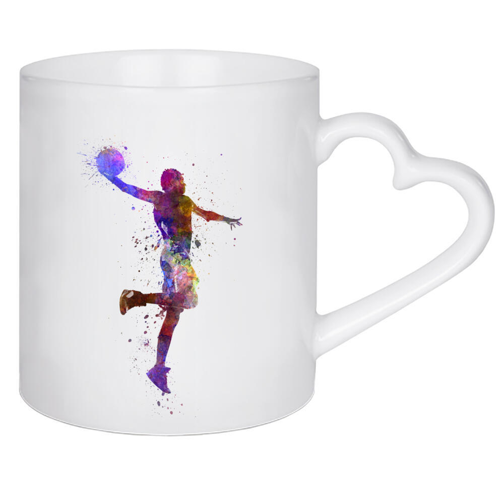 Herztasse "Young man basketball player-g" artboxONE - Sport - Sport,Sports,Color,Illustration,Ball,Basketball,Court,Scorer,Stadium,Basketball player