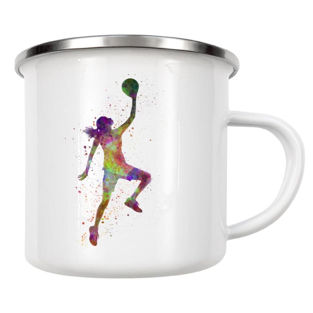 Emaille Tasse "Young woman basketball player-b" artboxONE - Sport