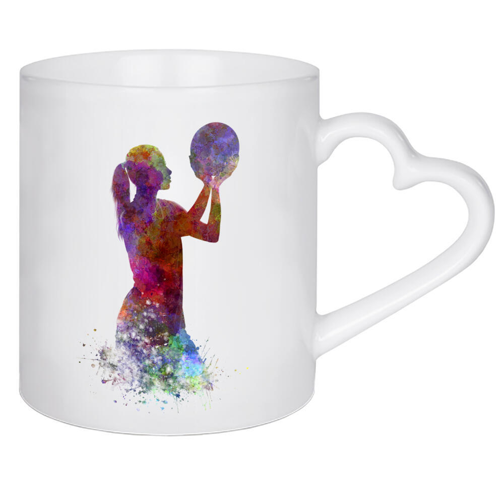 Herztasse "Young woman basketball player-c" artboxONE - Sport - Sport,Sports,Color,Illustration,Ball,Basketball,Court,Scorer,Stadium,Basketball player