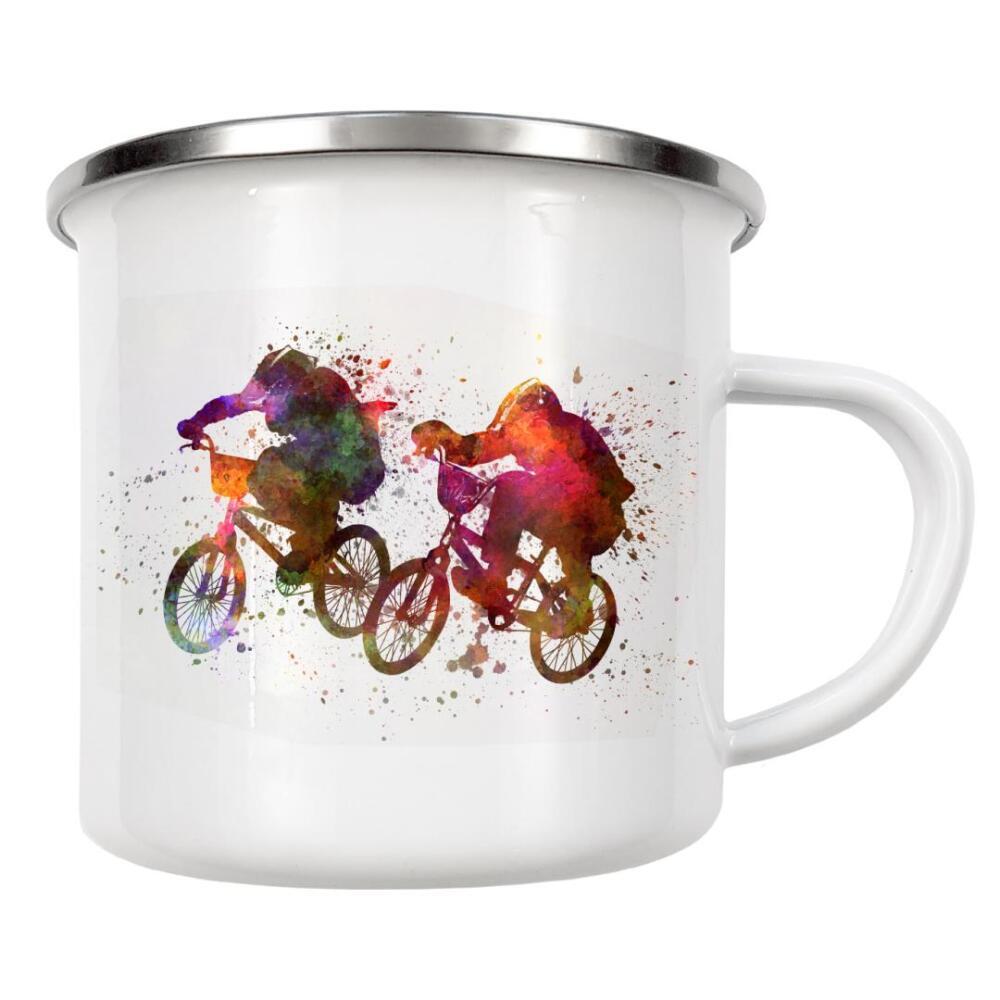 Emaille Tasse "BMX race" artboxONE - Sport - Sport,Sports,Color,Illustration,Bmx,Bicycle,Race,Jump,Competition,Bicycle race,Acrobatics,Tour