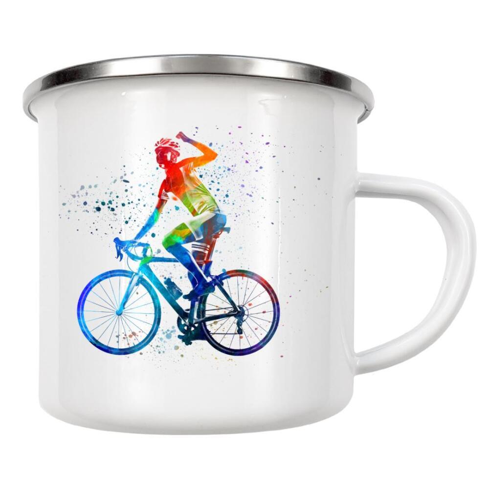 Emaille Tasse "Woman triathlon cycling -c" artboxONE - Sport