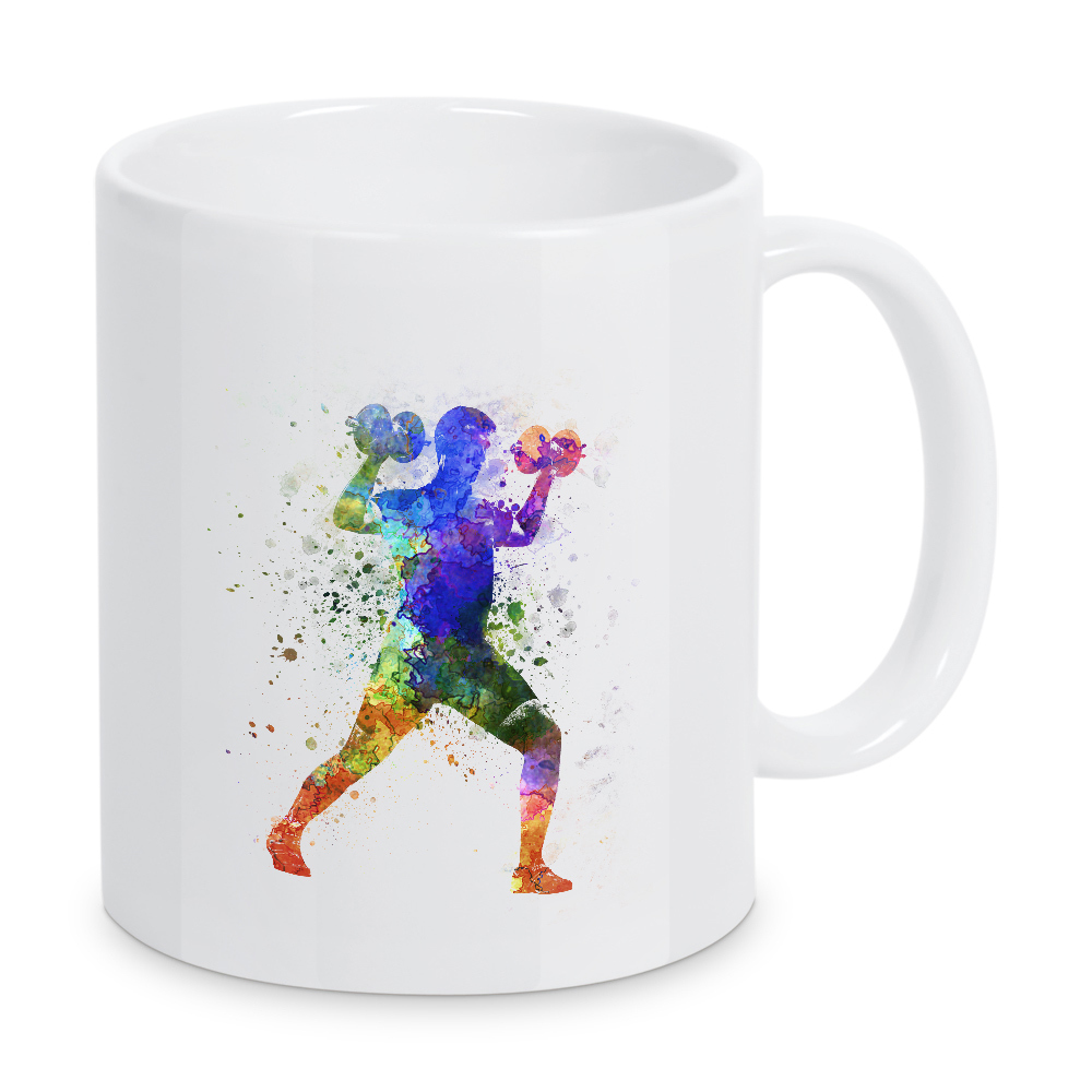 Tasse "Man exercising weight training" artboxONE - Sport - Sport,Sports,Color,Illustration,Bodybuilder,Gymnast,Weightlifter,Exercise,Training